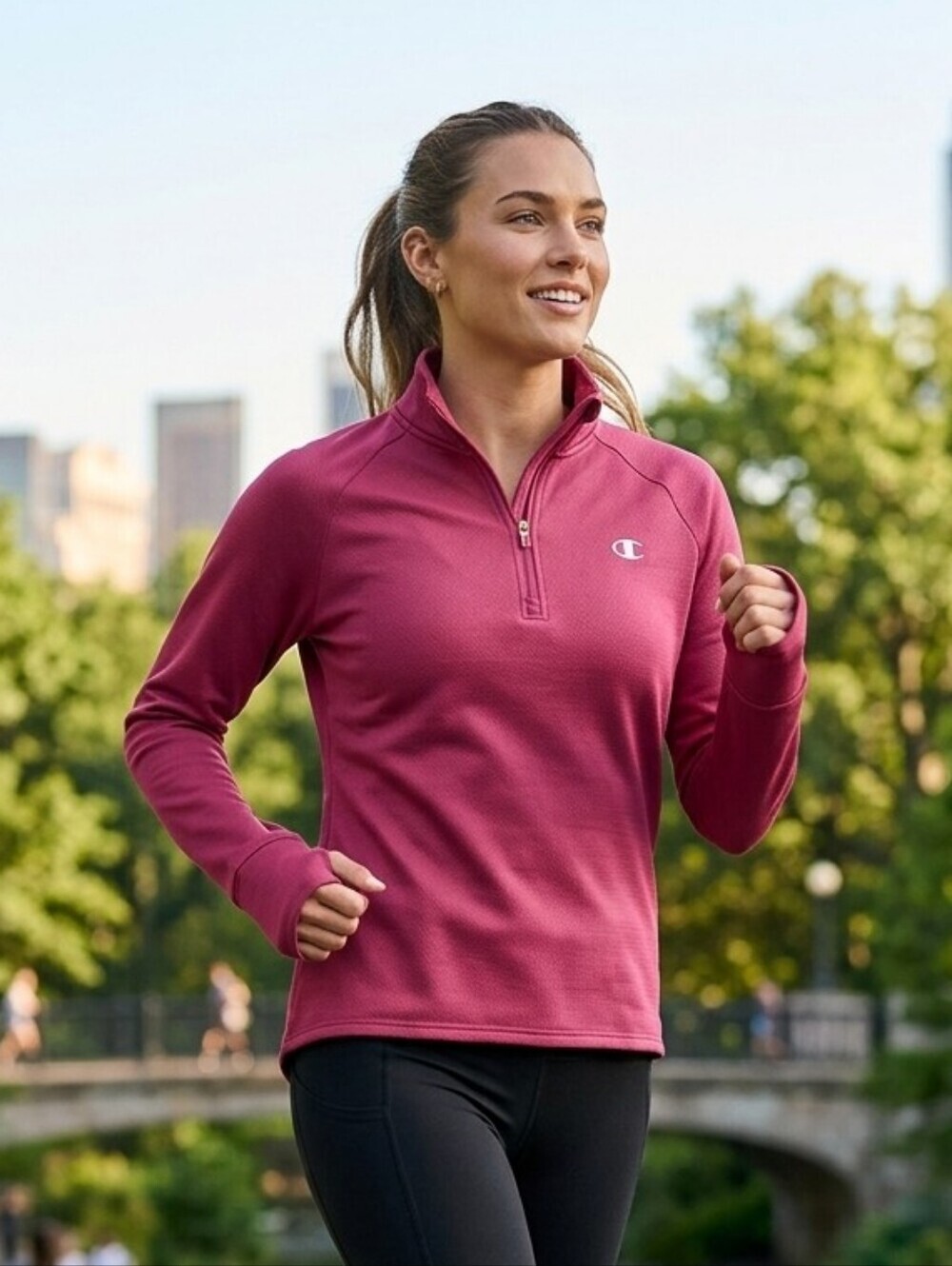 Champion Women’s Rose Pink Quarter Zip Athletic Pullover – Size S